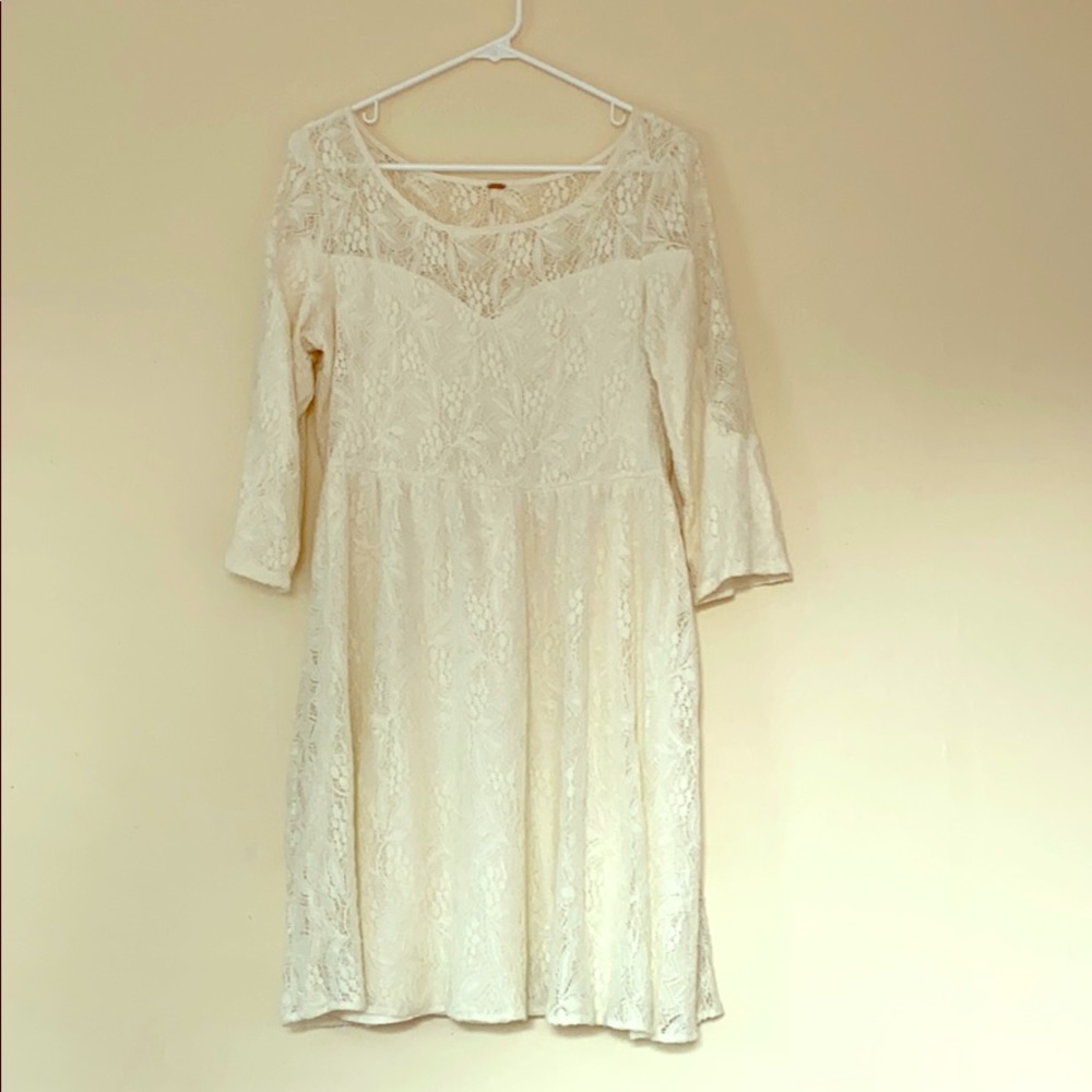 Free People Lace Mini Dress Cream